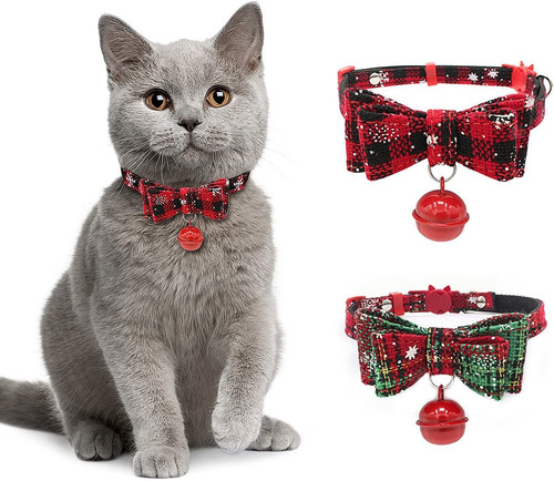 Disfraces Juego De 2 Collares De Gato De Navidad Talla Única