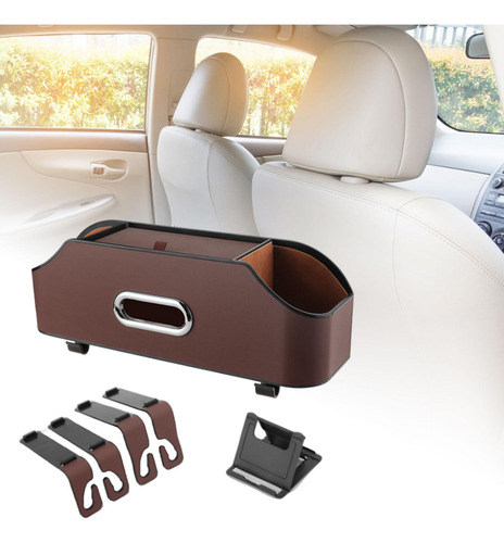 Caja De Almacenamiento Trasera Para Asiento De Marron Oscuro