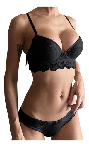 Conjunto De Bragas De Encaje Para Mujer, Sujetador Push Up D