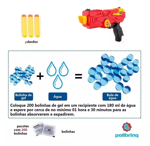 Brinquedo Arma Bolinha De Gel + Dardo Nerf Arminha Brinquedo