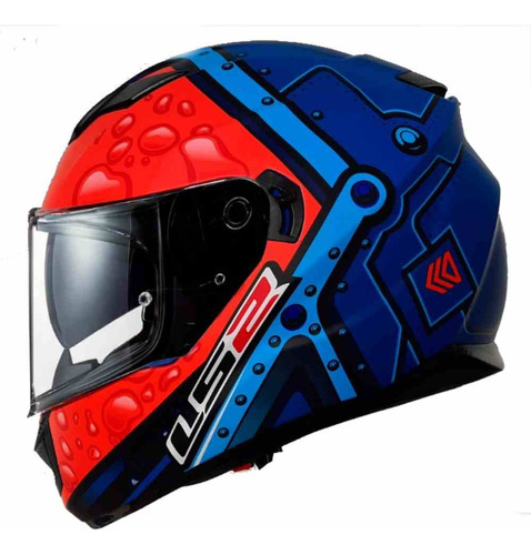 Casco Para Moto Bubble Neon Azul Naranja