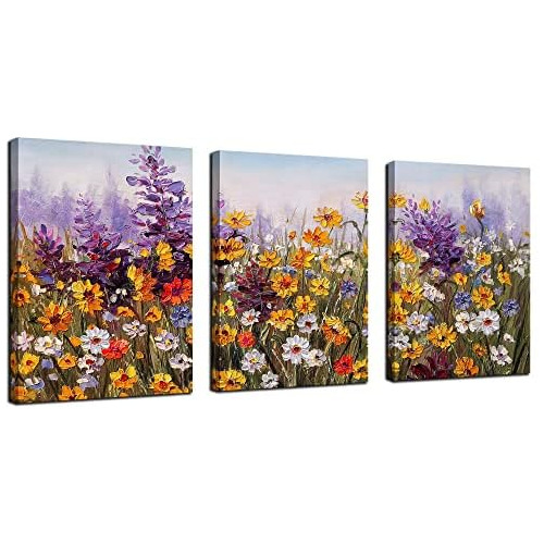 Arte De Pared De Flores - Cuadros De Margaritas Colorid...