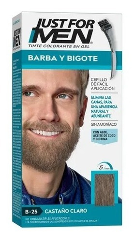 Just For Men Tintura En Gel Para Barba Y Bigote Cubre Canas Tono Castaño Claro