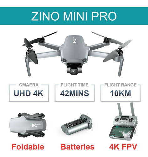 Dron Hubsan Zino Mini Pro 64gb 4k 10km Gps Fpv 3-gimbal