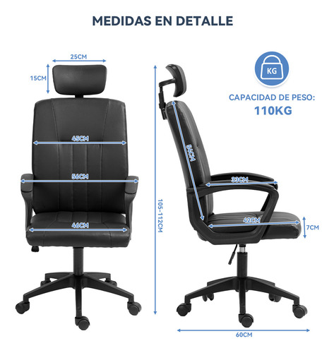 Silla Escritorio Ejecutiva Emilio Plus Oficina Ergonomica