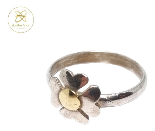 Imagen 1 de 6 de Anillo Plata Y Oro Florcita