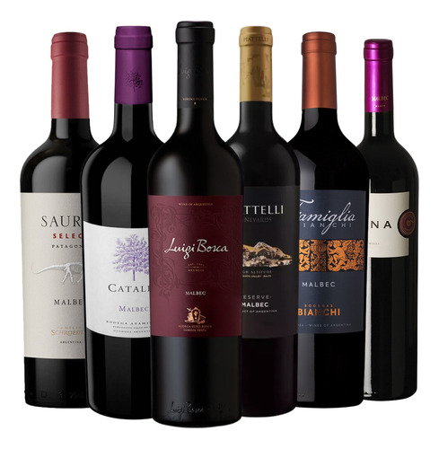 Vino Luigi Bosca + Piattelli + Mix Combo Malbec. Caja X 6