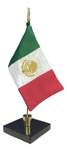 Bandera De Mexico Escritorio Bordada En Oro