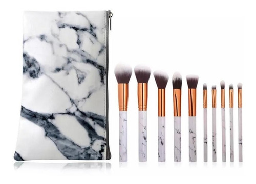 Imagen 4 de 10 de Set Maquillaje 10 Brochas Rostro Ojos Con Estuche Clicshop