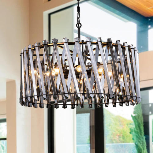 Wellmet Candelabro De Cristal Negro De 28 Pulgadas, 8 Luces.