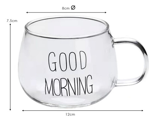 Xícara De Vidro Borossilacato 400ml Good Morning