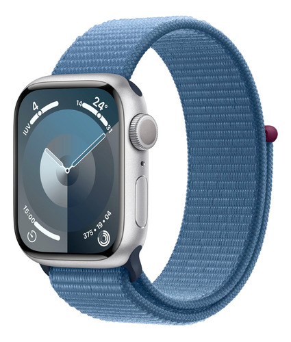 Apple Watch Series 9 45mm Aluminio Plata Sport Loop Azul