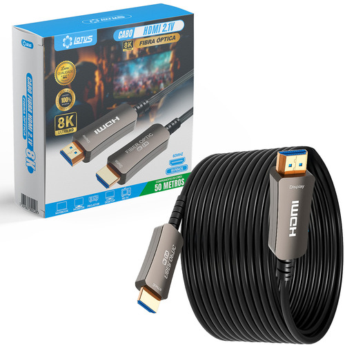 Cabo Hdmi Para Hdmi 50m 8k 2.1 Cabo 120hz 48gbps Cabo De Fibra Óptica Ultra De Alta Velocidade Hdr Earc Lumi