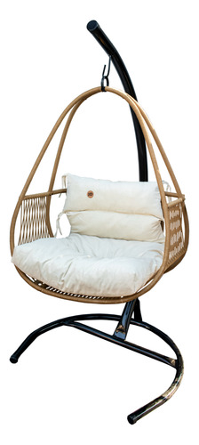 Combo 1 Hamaca Tailandia 1 Base Redonda 1 Almohadón Beige Cordón Yute