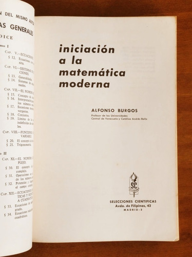 Iniciación A La Matemática Moderna Por Alfonso Burgos