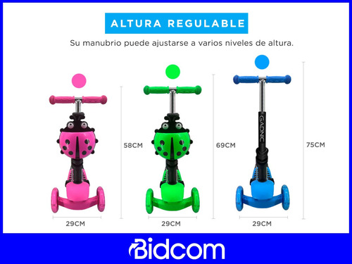 Imagen 8 de 10 de Monopatín Infantil Andador 3 En 1 Con Luz Led Reforzado