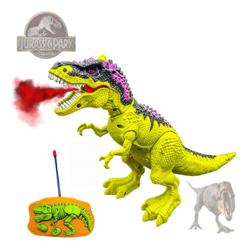 Brinquedo Dinossauro Rex Controle Remoto Anda Solta Fumaça