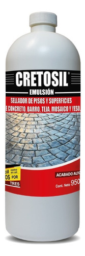 Cretosil Emulsión Sellador para Concreto, Barro, Teja, Ladrillo, Cantera, Yeso y más 950 Mls. ( Acabado Brillante, Color Transparente)