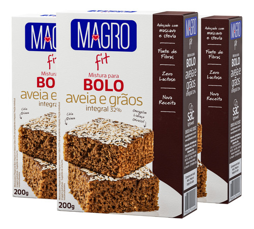 Mistura Para Bolo Integral Sabor 7 Grãos 200g - Kit Com 3