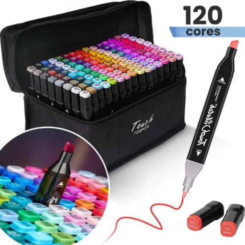 Conjunto De Canetas Touch Marcador Ponta Dupla 120 Canetinh