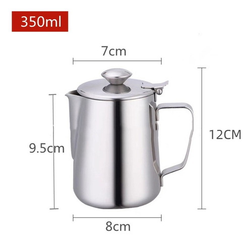 Jarra Latte Art Acero Inox Con Tapa Pico Fino Reforzado