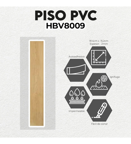 Piso Pvc Autoadherible Caja 36 Piezas 5.01 M2 Vinílico 2mm Beige 809