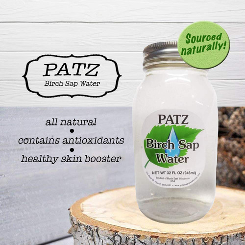 Patz Agua De Savia De Abedul, Tarro De 32 Oz Roscado De Árbo