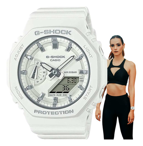 Relógio Casio G-shock Feminino Anadigi Branco Gma-s2100-7adr