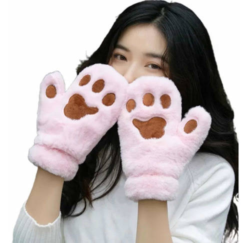 En Stock Abfa Shop Guantes Manoplas Kawaii Huella Gato Rosa