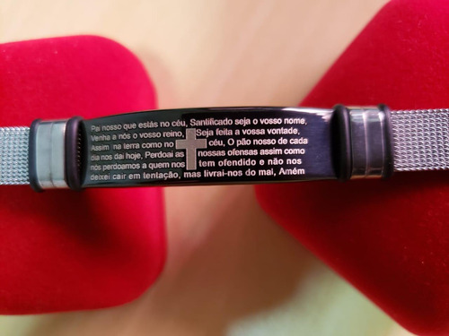 Pulseira Bracelete Aço Inox Oração Pai Nosso