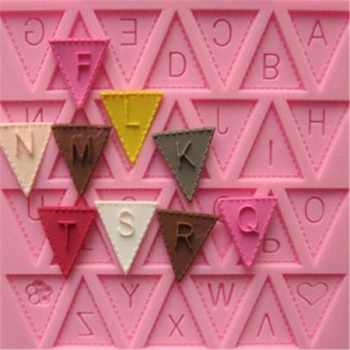 Yosoo Letter Flag Bunting Silicone Fondant Mold Cake