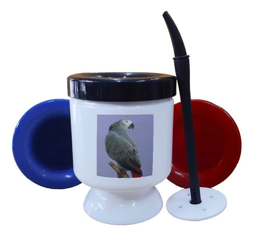 Mate Plastico Aves 1 Loro Parlanchin De Colores