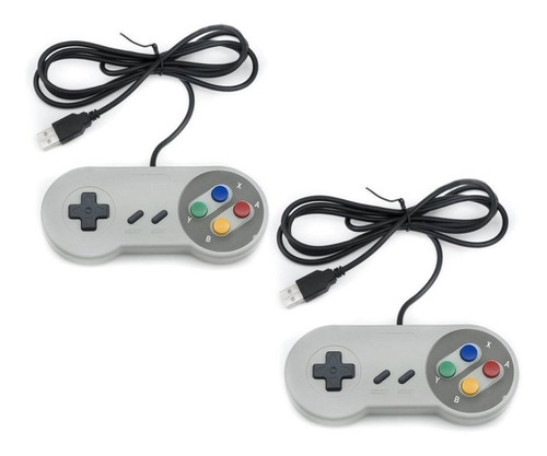 Kit 2 Controles Super Nintendo Snes Usb Para Pc Mac Linux