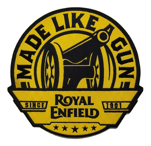 Parche Bordado Royal Enfield Made Like A Gun Color Amarillo