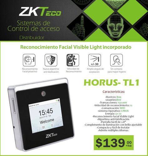 Imagen 3 de 5 de Control De Acceso Huella Dactilar Ma 500 Ma 300 Zkteco Ip