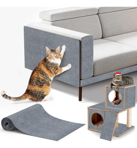 Rascador Alfombra Gato Michi Sillon Mueble Autoadhesivo - X2 Gris Claro