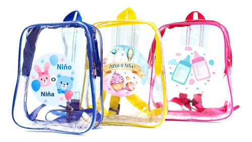 Mochila Transparentes Recuerdos Para Revelacion De Bebe 12pz