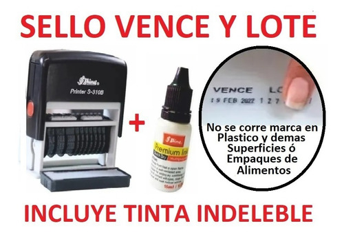 Codificadora Fechadora Lote Y Vence Sello Económico + Tinta