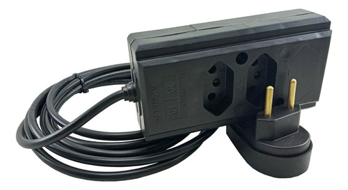 Extensão Elétrica 10/20a 03 Metros Cabo Pp 2x2,5mm Reforçada Cor Preto 127V/220V