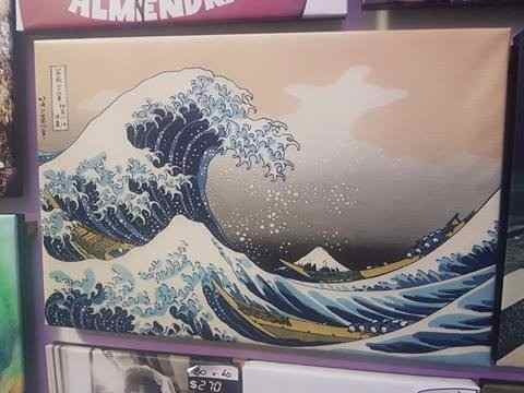 Vinilo Decorativo 60x90cm Hokusai La Gran Ola M9