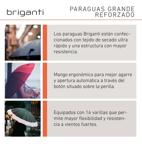 Imagen 6 de 9 de Paraguas Mujer Hombre Briganti Reforzado Verde Acc07257