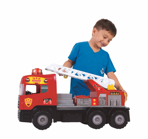 Caminhão Bombeiro Brinquedo Infantil Com Som E Escada Cor Vermelho
