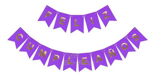 Imagen 3 de 5 de Combo Feliz Cumple Violeta Globos Banderin Cortina Numero