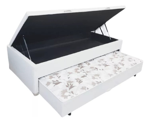 Bicama Box Baú Solteiro Com Cama Auxiliar D33 Reforçada D33 Bege Suede