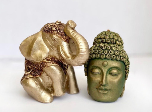 Velas Home Interiors. Buda Y Elefante De La India. 2 Pzs