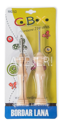 Imagen 5 de 8 de Agujas Para Bordar Lana Mango Madera Marca Cbx X 2 Medidas