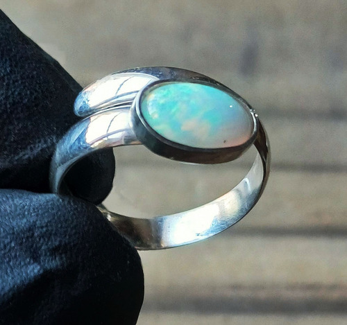 Anillo Opalo De Etiopia Plata 925 Ajustable Proteccion Art11 Plateado Ajustable