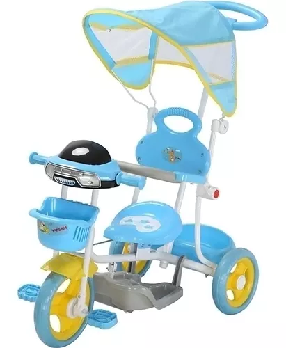 Triciclo Infantil Festa Azul Bebe Com Empurrador Motoca