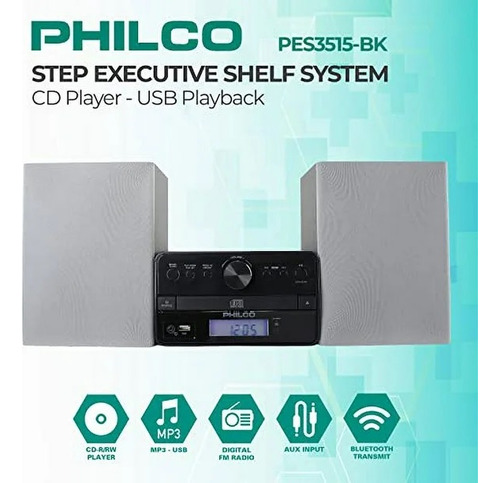 Minicomponente Philco Pes3515-bk Gris Y Negro Con Bluetooth