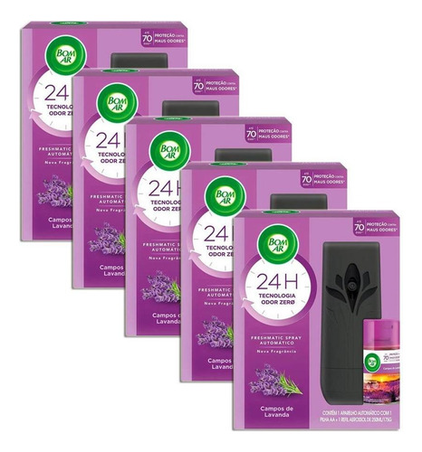 Bom Ar Spray Automático Campos De Lavanda Kit 5